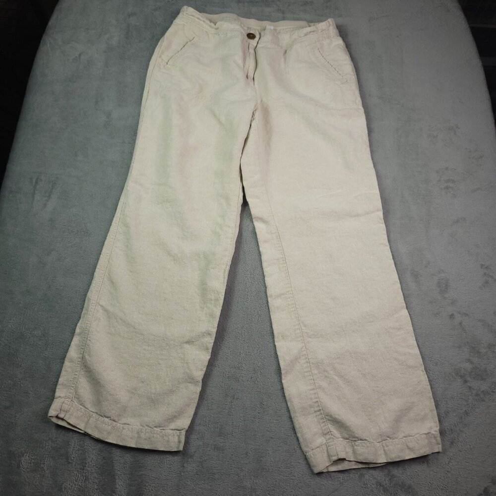 Chicos Womens Linen Pants 12 (2) Relaxed Beige Casual Beach Mid Rise - Picture 4 of 7